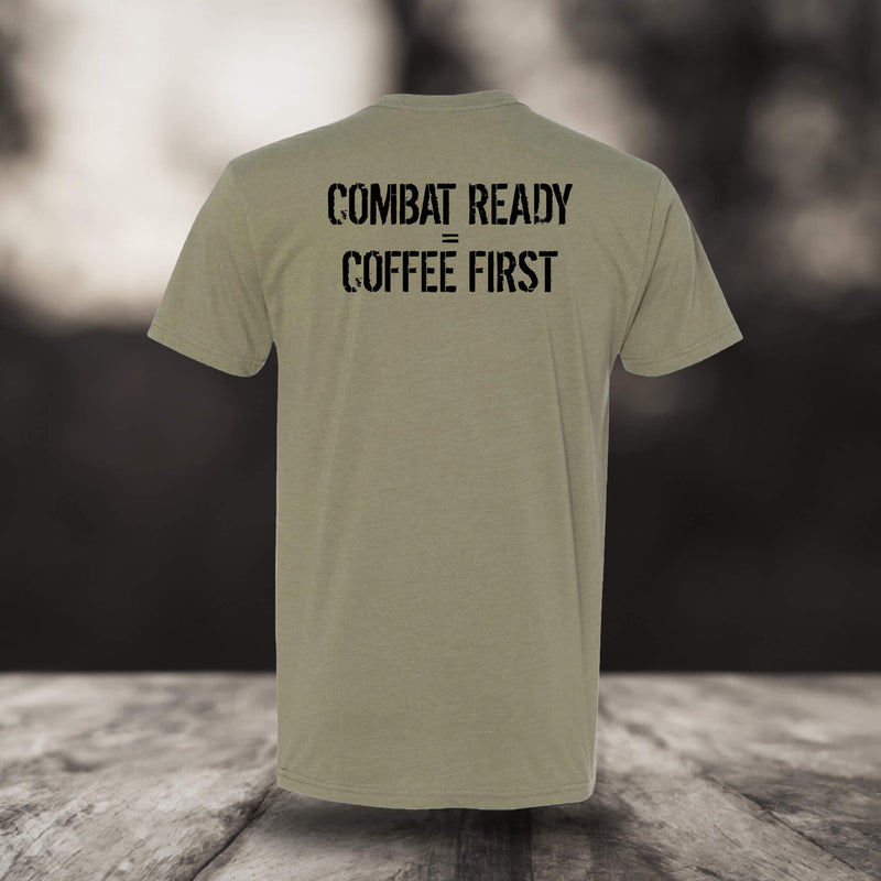 T-SHIRT STEEL POT – Combat Ready = Coffee First