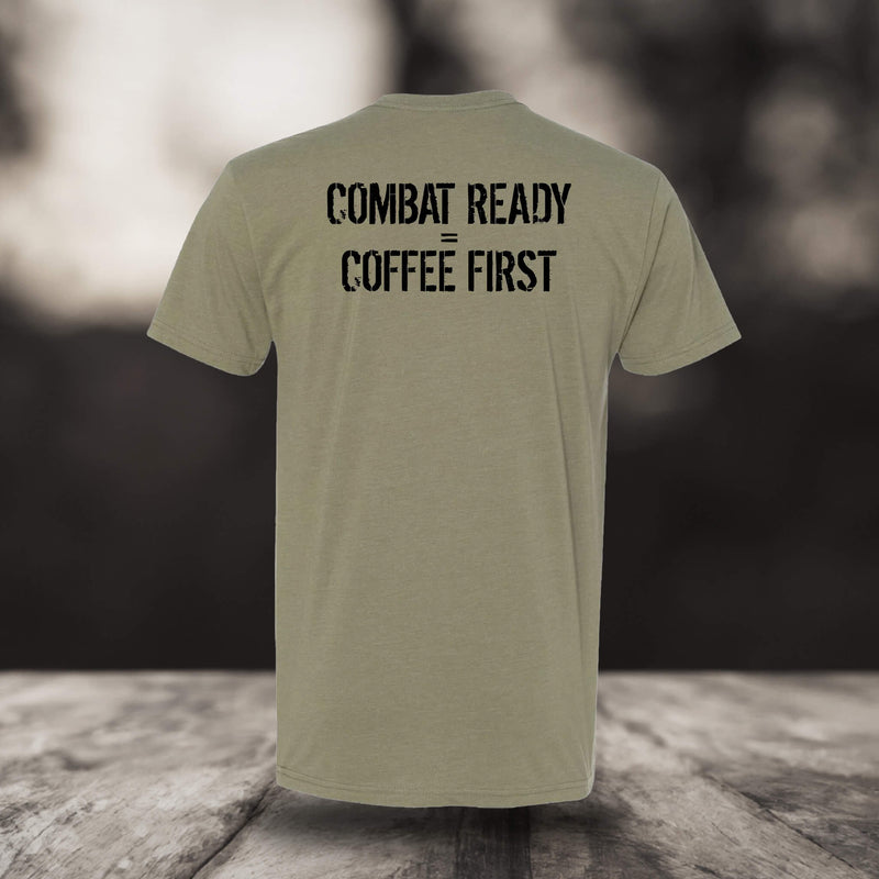 T-SHIRT STEEL POT - Combat Ready = Coffee First